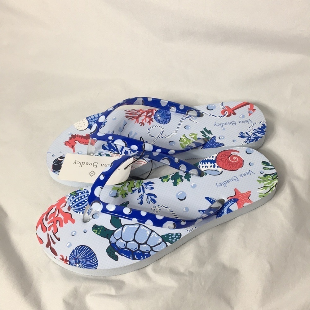 Vera Bradley Women’s Anchors Aweigh Flip Flops Size 5/6 NEW With Tags - Picture 2 of 7
